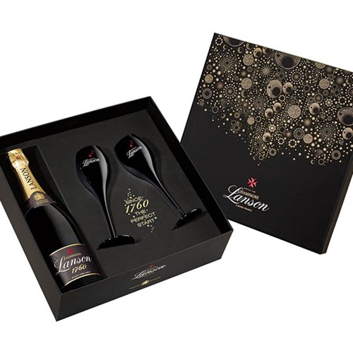 Lanson Black Label & Black Branded Flutes Coffret set - Celebrate in Style